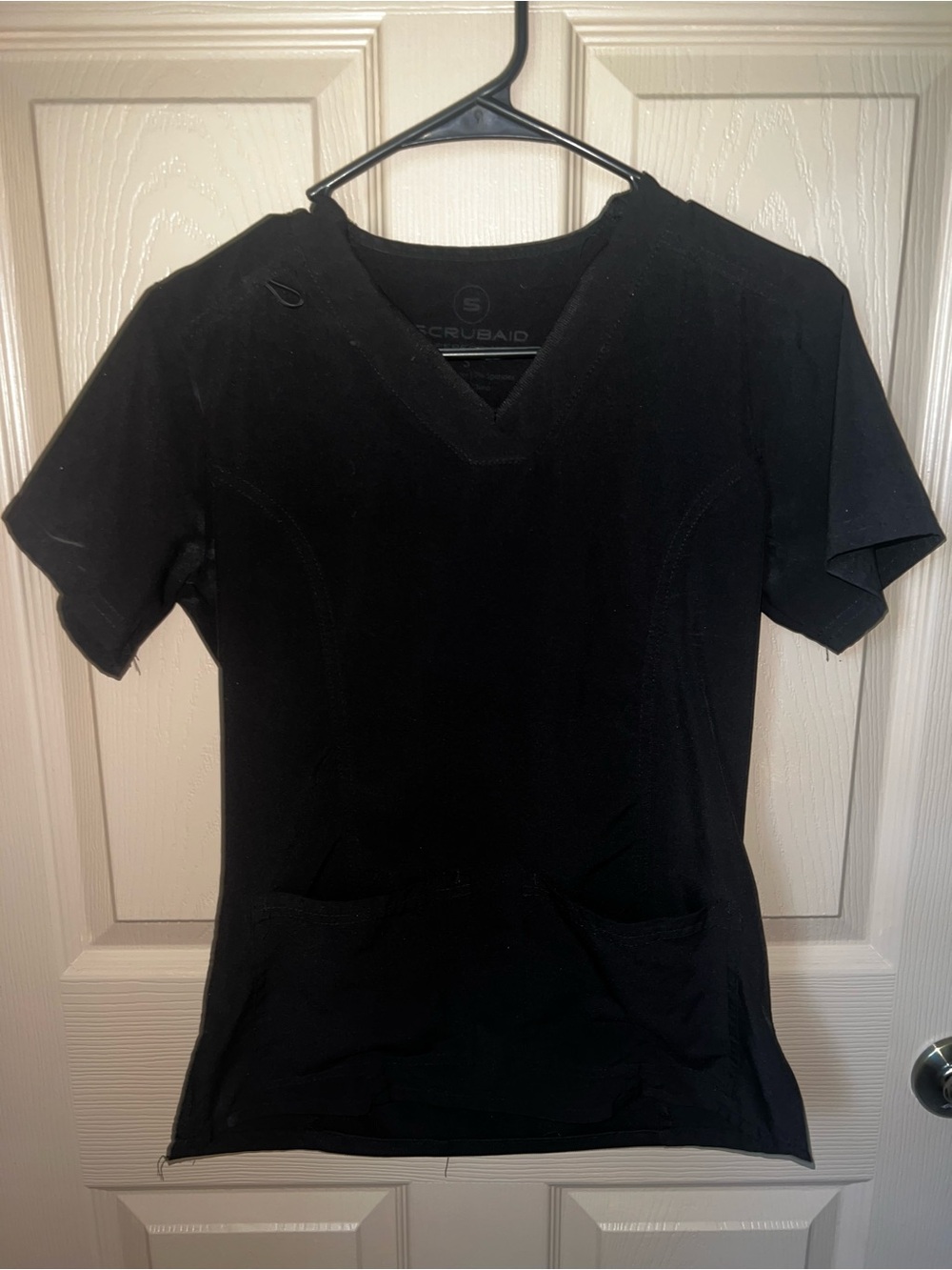 ScrubS Aide Women's Black V-Neck Short Sleeve Medical Top